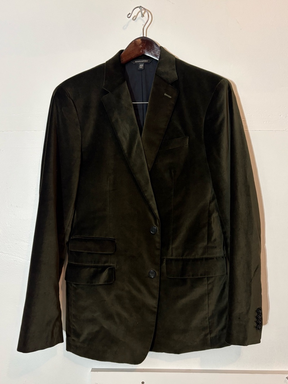 Men's Velvet Blazer in Dark Olive
